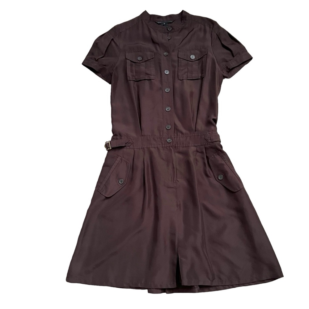 Vintage 1990s Marc by Marc Jacobs 100% Silk Brown Cargo Dress / Converted Romper